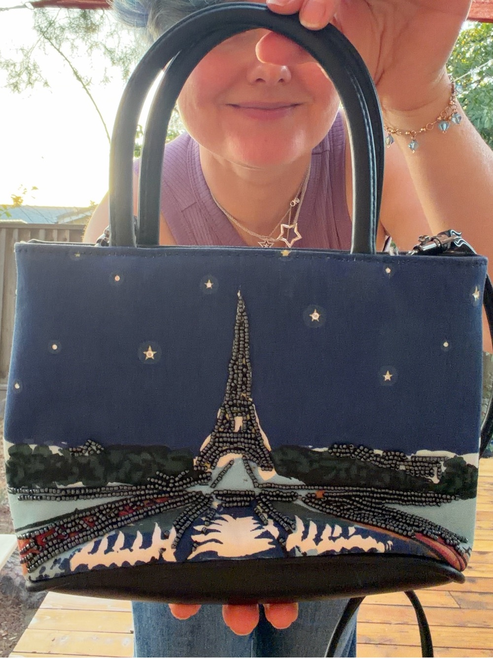 St. John’s Bay Paris Eiffel Tower Beaded Mini Top Handle Handbag